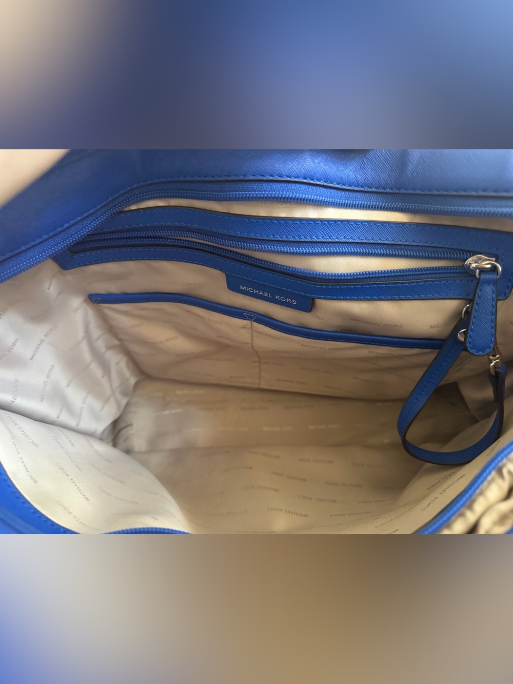 Michael Kors Saffiano Leather Tote Bag in Electric Royal Blue - Picture 11 of 11